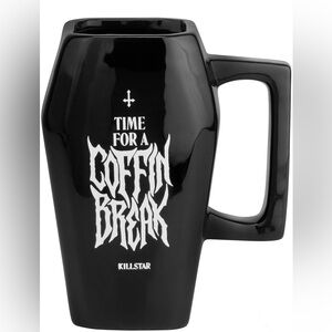 NIB Black Ceramic Coffin Shaped Mug